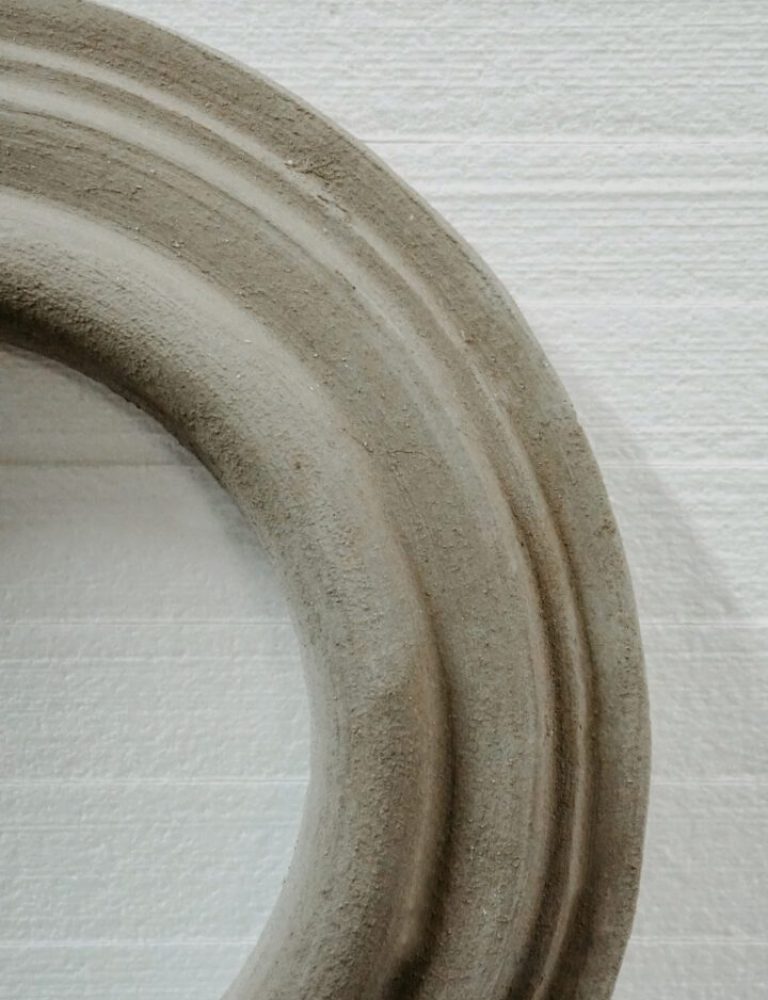 A close up of the outside of a circular object.